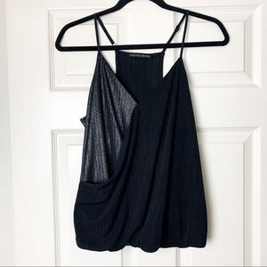 Harlow & Graham black metallic wrap drape cami S